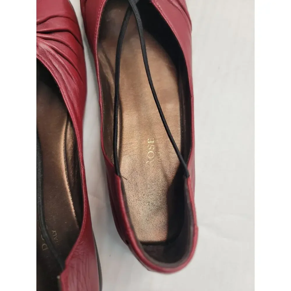 Taryn Rose Alessandra Leather Ballet Flats Red Leather Bijou-Napa Italy Sz 37.5_6